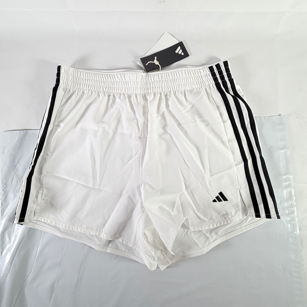 Adidas Womens 3-Stripes High-Rise Training Shorts White Black M JF4360